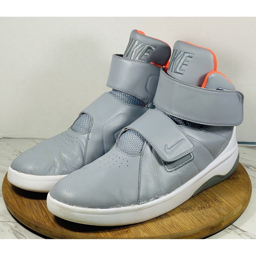 Nike Marxman Men’s High Top Hook & Loop Sneaker Gray/Orange 832764-002 Sz 10.5